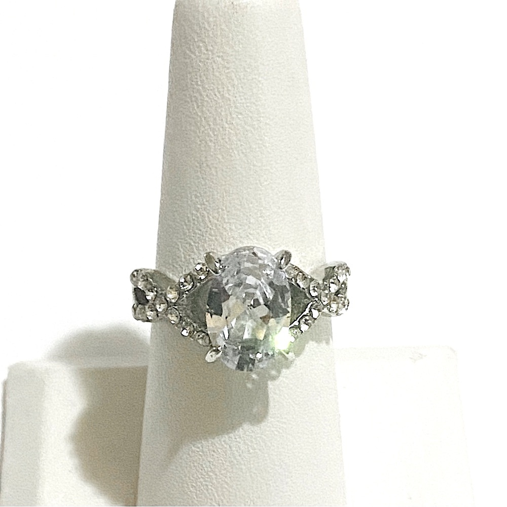 White Oval Cubic Zirconia Ring